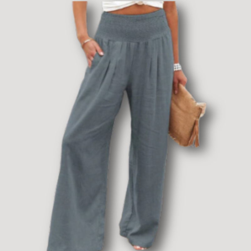 High Waisted Wide Leg Trousers Women's Linen Pants