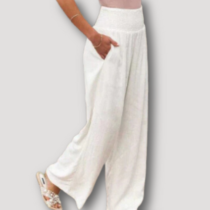 High Waisted Wide Leg Trousers Women's Linen Pants