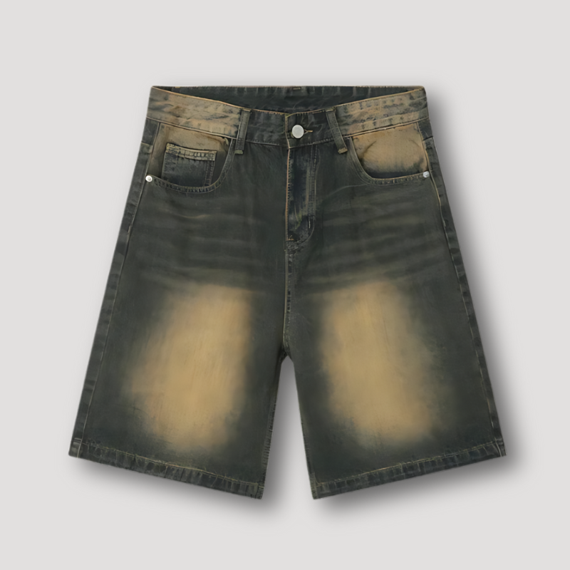 Vintage Distressed Straight Leg Baggy Denim Shorts