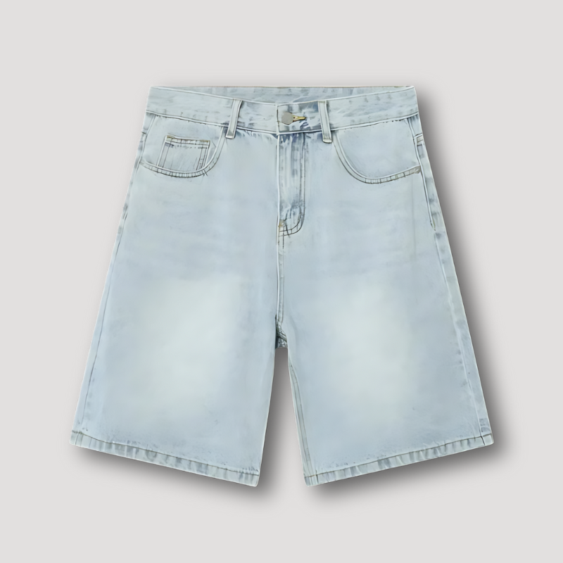 Vintage Distressed Straight Leg Baggy Denim Shorts