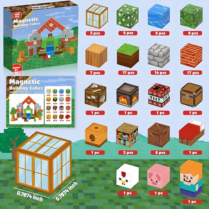 Minecraft Magnetic Building Blocks – 100 pcs – Magnetic blocks – Children's toys 3+