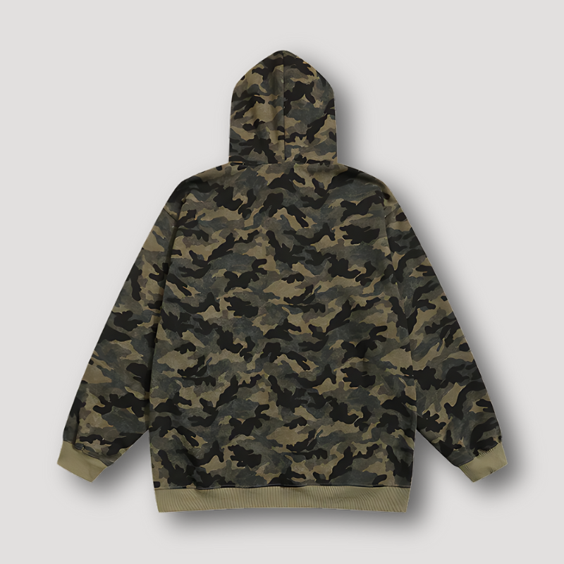 Military Zip Up Hoodie Camo Jacket Men's