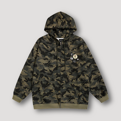 Military Zip Up Hoodie Camo Jacket Men's