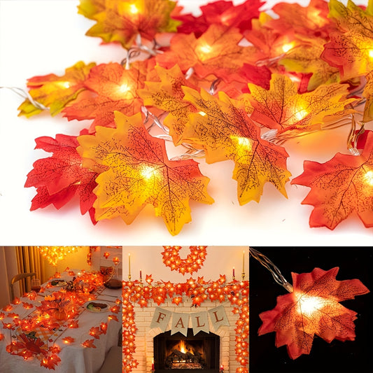 LED Maple Leaf Fairy Lights – Autumn Decoration – Battery Powered – Indoor Seasonal String Lights