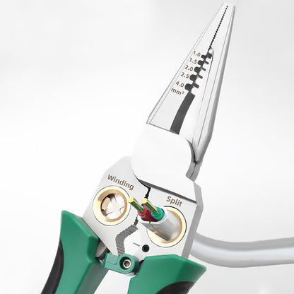 Outdoorfun 8-in-1 Wire Stripper – Cable Cutter, Voltage Tester, Silver/Green