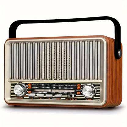 Retro Wireless Radio – FM/AM/Shortwave – Portable Transistor – AUX/TF/USB Playback – Rechargeable Battery – Classic Durable Design