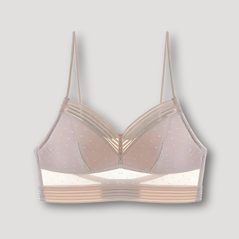 Triangular Cup Mesh Overlay Bralette Top