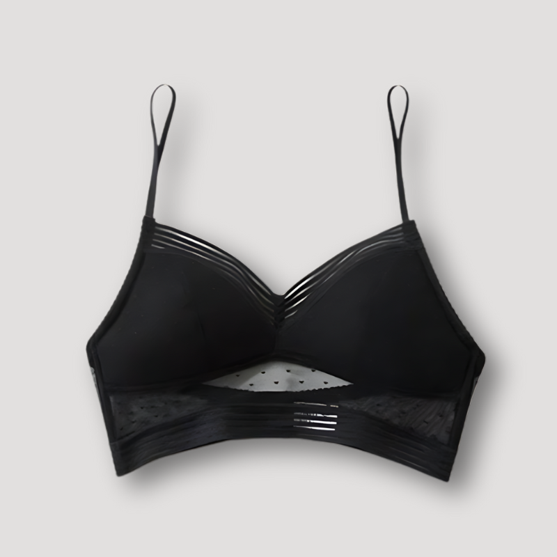 Triangular Cup Mesh Overlay Bralette Top