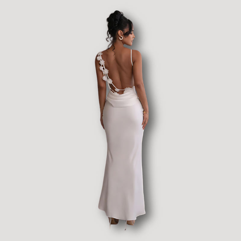 Cowl Neckline Draped Silky Bodycon Backless Maxi Evening Dress Australia