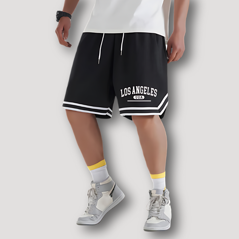 LOS ANGELES White Stripe Basketball Shorts for Men