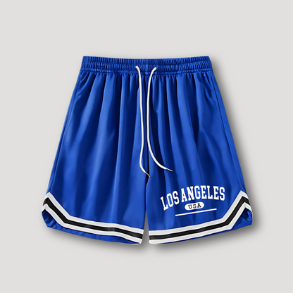 LOS ANGELES White Stripe Basketball Shorts for Men