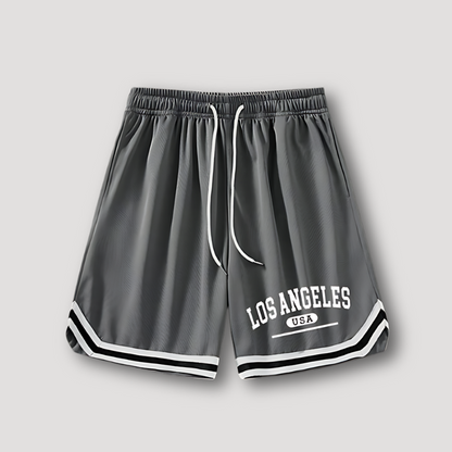 LOS ANGELES White Stripe Basketball Shorts for Men