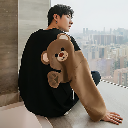 Kawaii Bear Fleece Embroidery Sweatshirt Men Sale