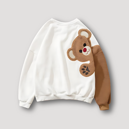 Kawaii Bear Fleece Embroidery Sweatshirt Men Sale