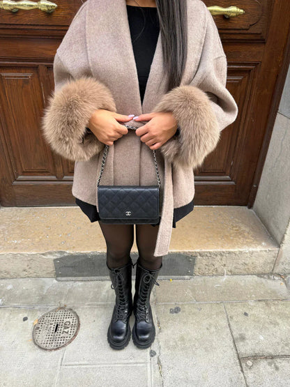 Women Soft Wool Coat – Elegant Wrap Coat – Loose Fit With Belt Winter