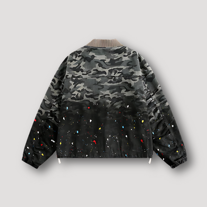 Urban Streetwear Camouflage Paint Splatter Bomber Jacket Women