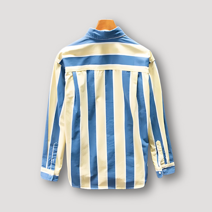 Casual Long Sleeve Button Up Blue Striped Shirt