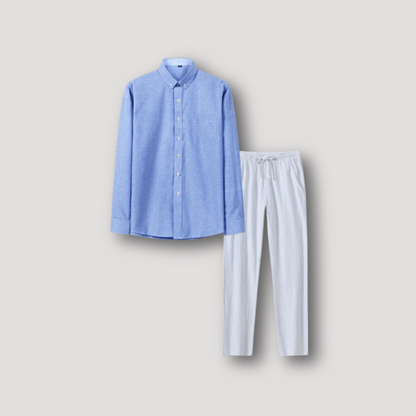 Blue Long Sleeve Shirt and Pants Set