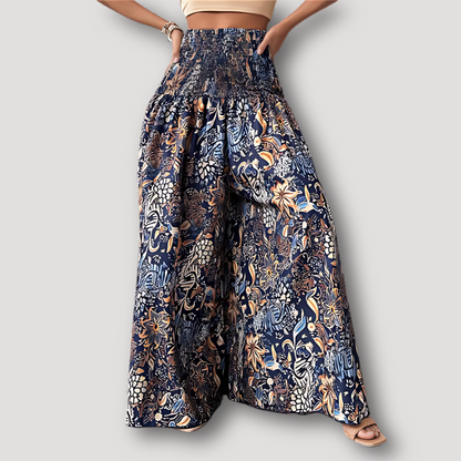 High Waisted Paisley Boho Style Flowy Maxi Skirt for Women