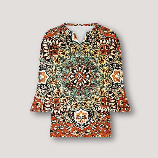 Mandalas Paisley Elbow Sleeve Bohemian Women's Blouse Australia