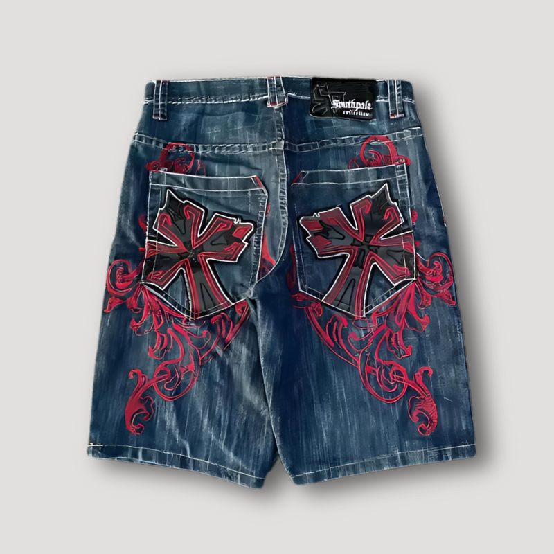 Summer Y2k Embroidered Patches Baggy Denim Shorts