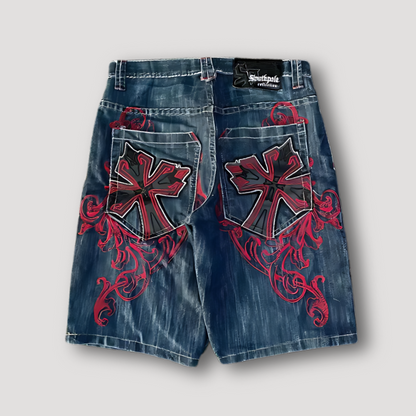 Summer Y2k Embroidered Patches Baggy Denim Shorts