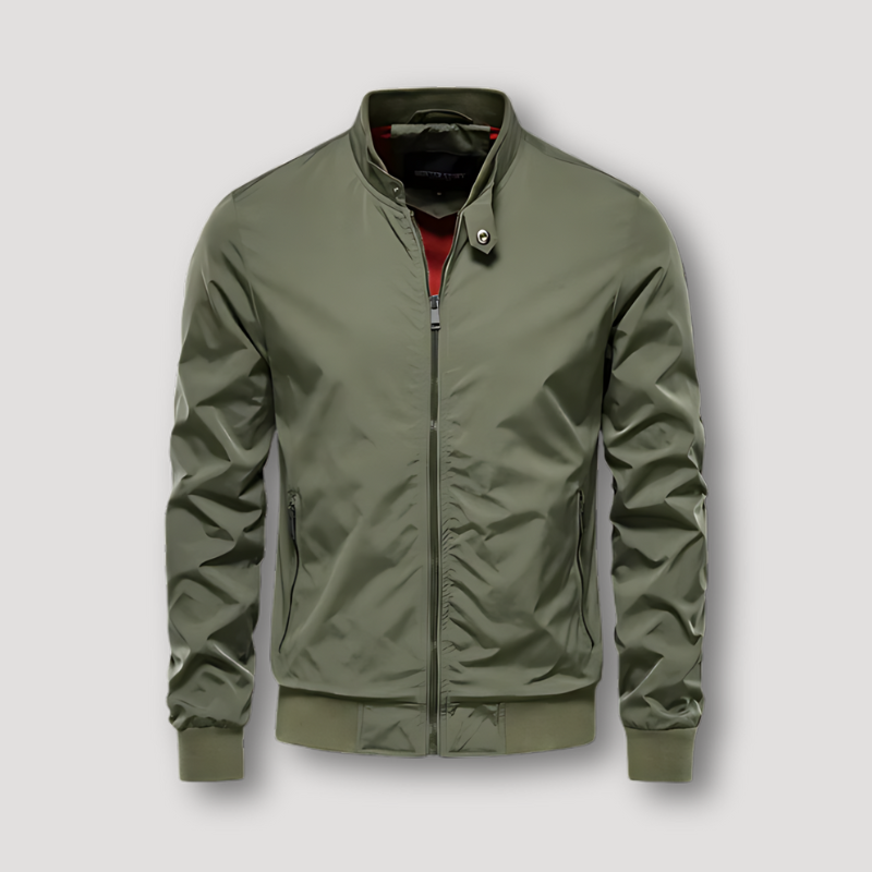 Snap Button Collar Zip Up Mens Bomber Jacket