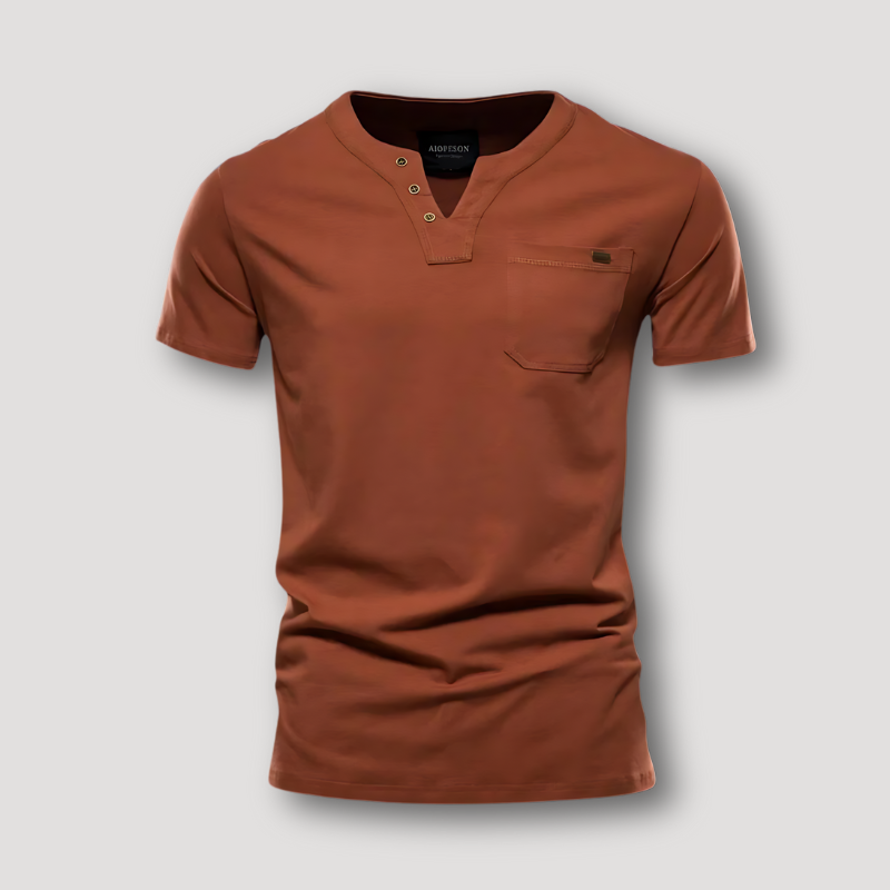 Casual T Shirt V Neck Henley Shirt Short Sleeve