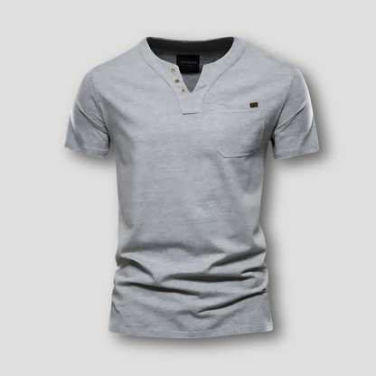 Casual T Shirt V Neck Henley Shirt Short Sleeve