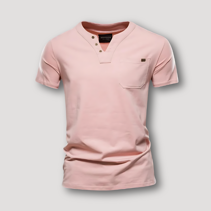 Casual T Shirt V Neck Henley Shirt Short Sleeve