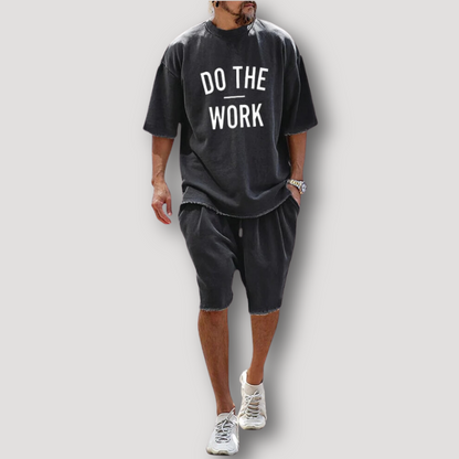 DO THE WORK - Crewneck Oversized Shirt and Shorts Set Summer Outfits