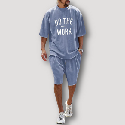 DO THE WORK - Crewneck Oversized Shirt and Shorts Set Summer Outfits