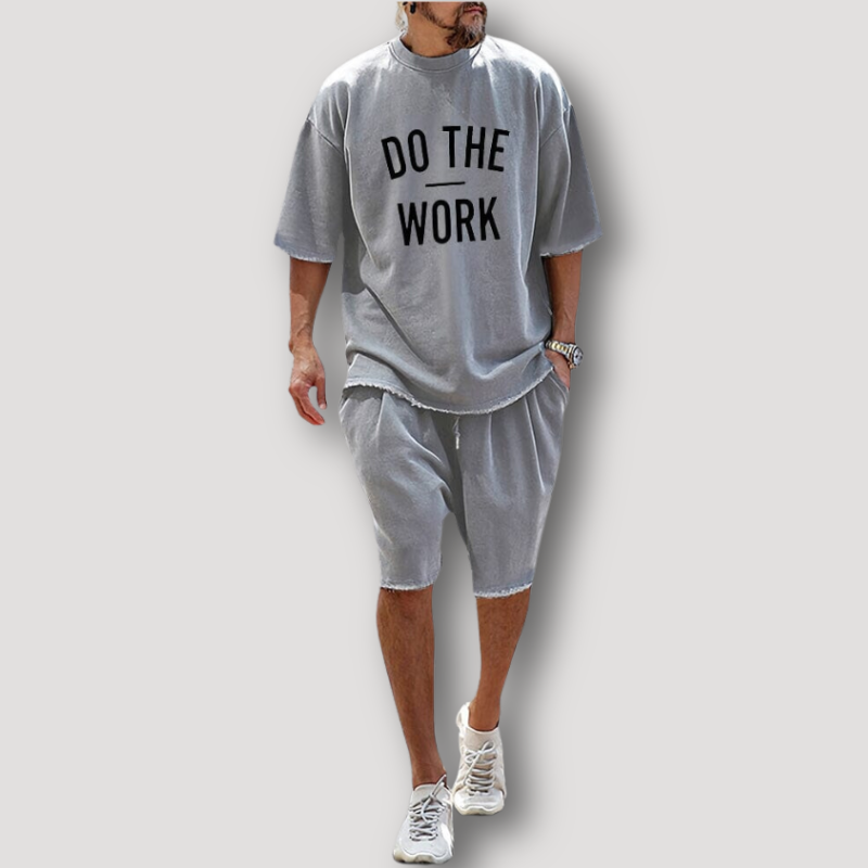 DO THE WORK - Crewneck Oversized Shirt and Shorts Set Summer Outfits