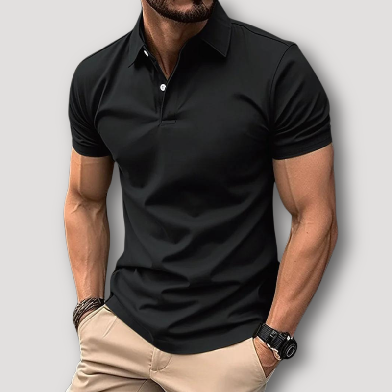 Classic Slim Fit Solid Color Polo Shirts on Men