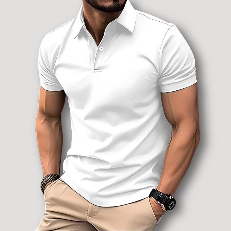 Classic Slim Fit Solid Color Polo Shirts on Men