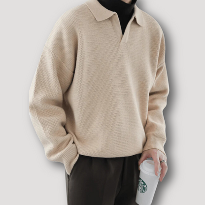 Men's Casual Knit Polo Sweater