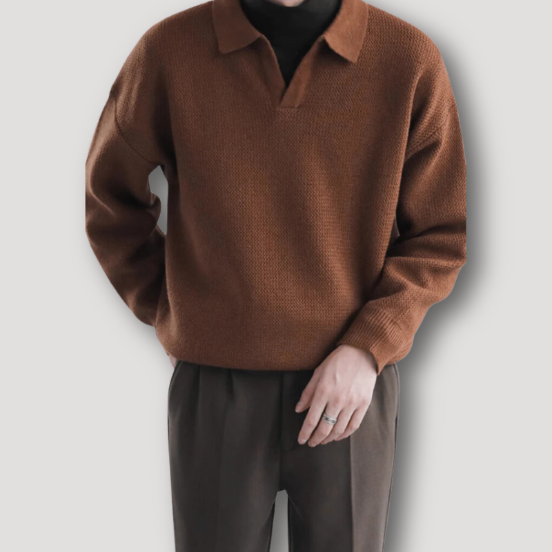 Men's Casual Knit Polo Sweater