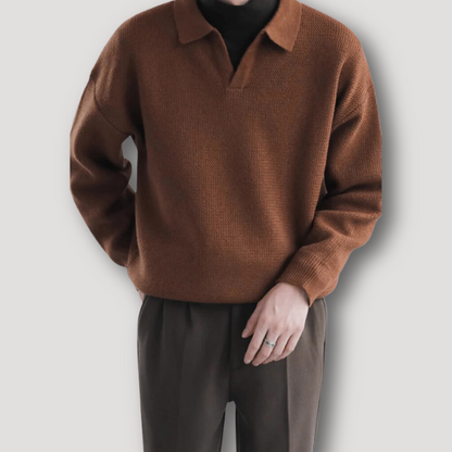 Men's Casual Knit Polo Sweater