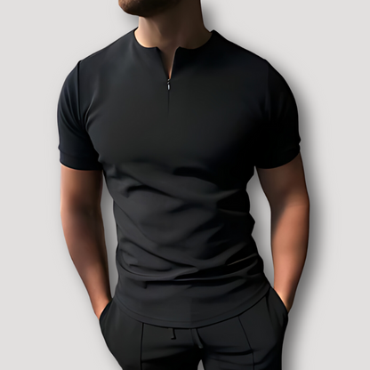 Seamless Quarter Zip Cotton T Shirt