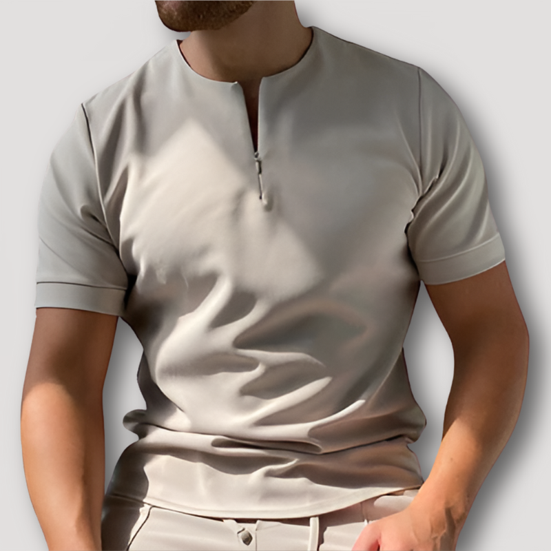 Seamless Quarter Zip Cotton T Shirt