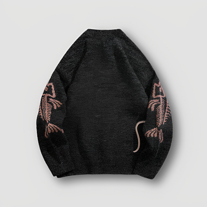 Fish Bone Kitten Sweater Crew Neck