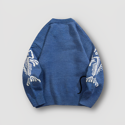 Fish Bone Kitten Sweater Crew Neck