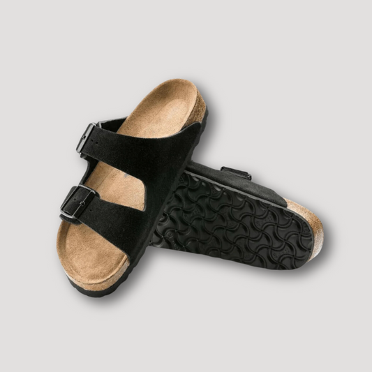 Summer Suede Double Strap Metal Buckle Cork Sandals