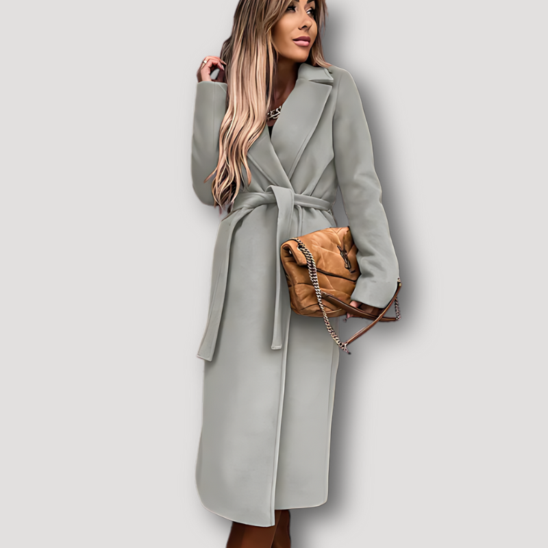 Self-Tie Belt Overcoat Woolen Long Coat Women