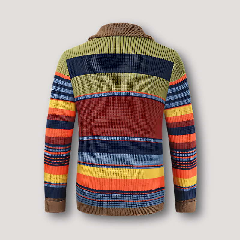 Rainbow Color Blocked Cardigan Sweater Knitwear Men