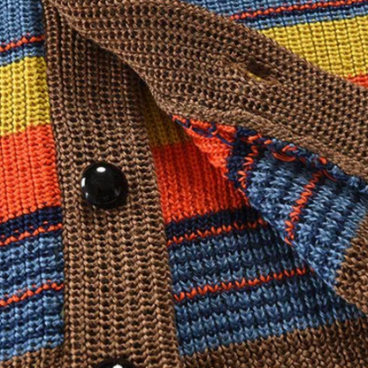 Rainbow Color Blocked Cardigan Sweater Knitwear Men