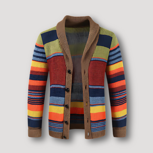 Rainbow Color Blocked Cardigan Sweater Knitwear Men