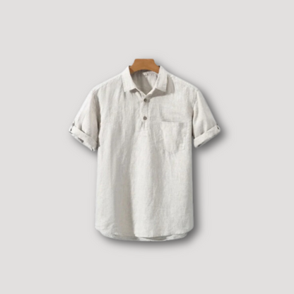 Summer Short Sleeve Linen Polo Shirt