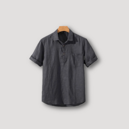 Summer Short Sleeve Linen Polo Shirt