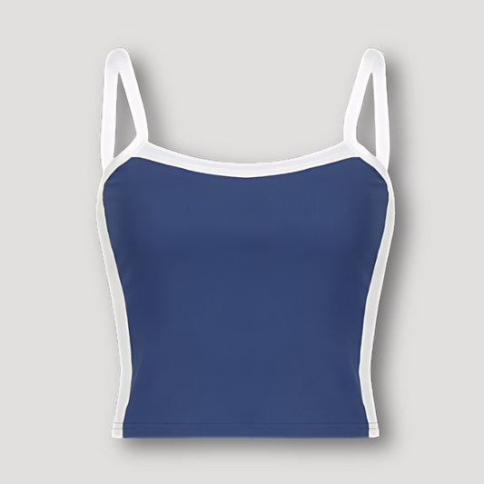 Slim Fitted Contrast Trim Sleeveless Women Crop Tops